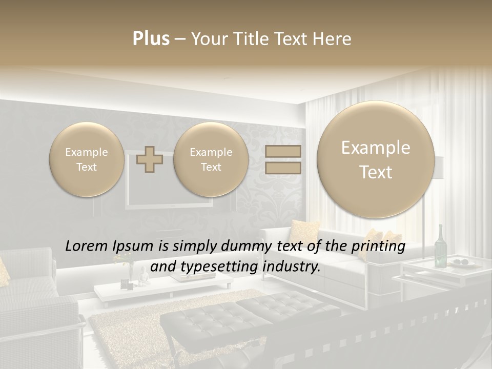 Modern Interior. 3D Render. Living-Room. Exclusive Design. PowerPoint Template