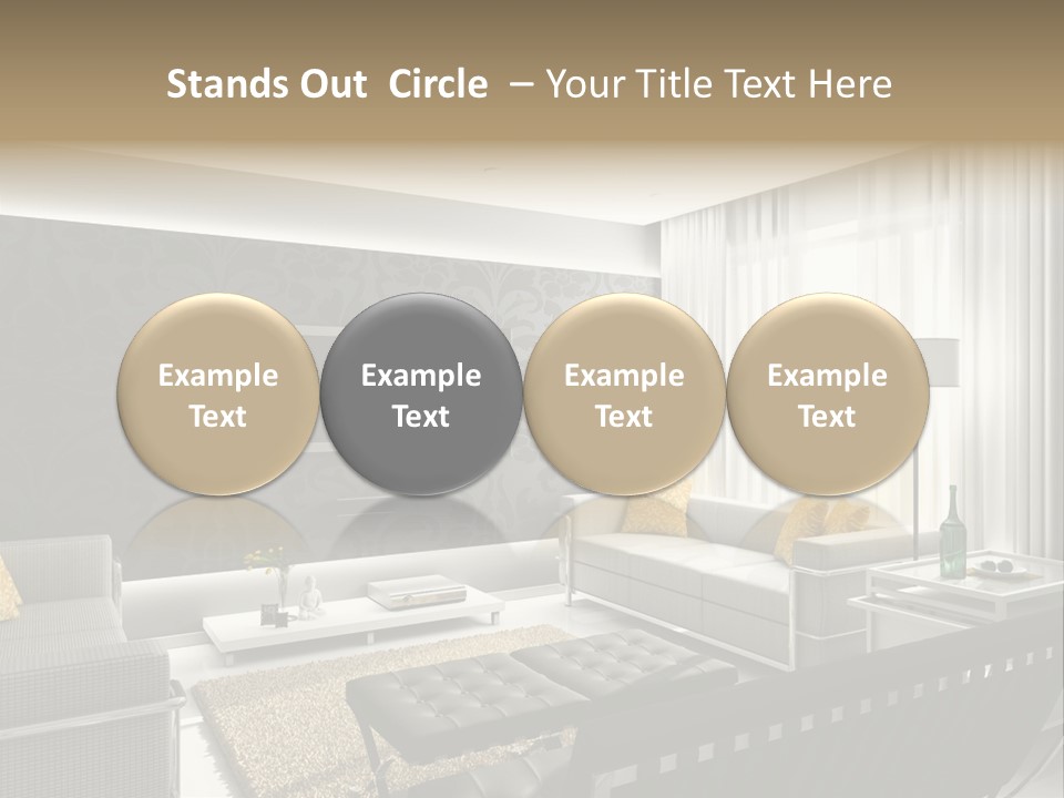 Modern Interior. 3D Render. Living-Room. Exclusive Design. PowerPoint Template