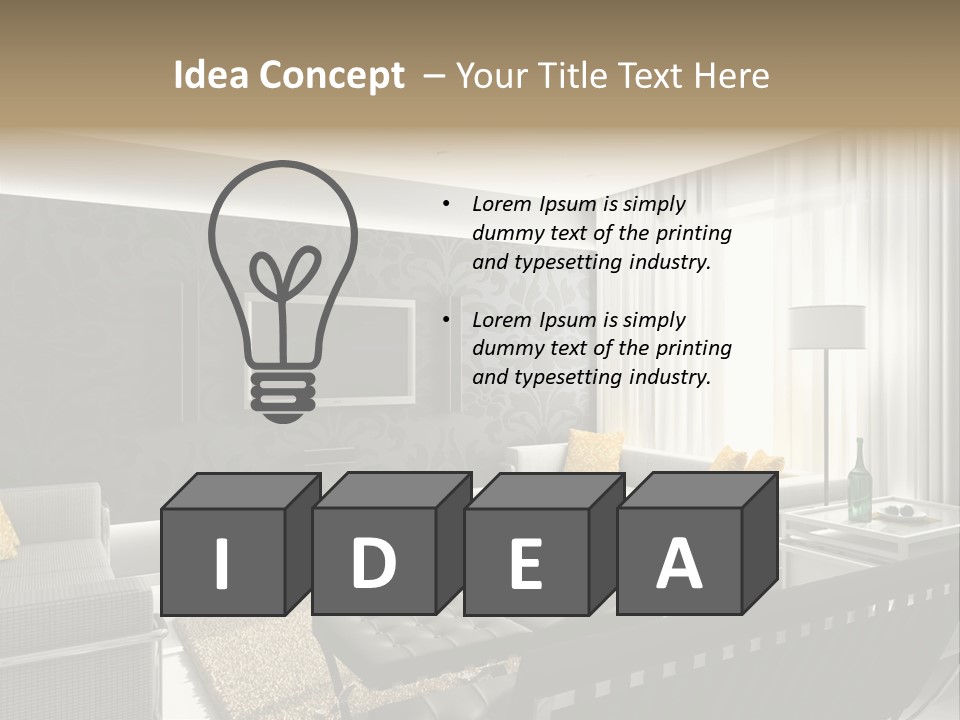 Modern Interior. 3D Render. Living-Room. Exclusive Design. PowerPoint Template