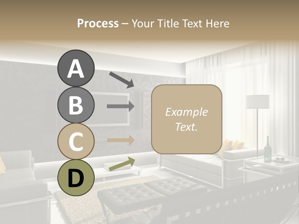 Modern Interior. 3D Render. Living-Room. Exclusive Design. PowerPoint Template
