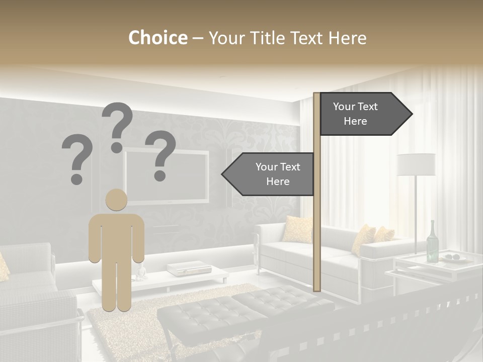 Modern Interior. 3D Render. Living-Room. Exclusive Design. PowerPoint Template