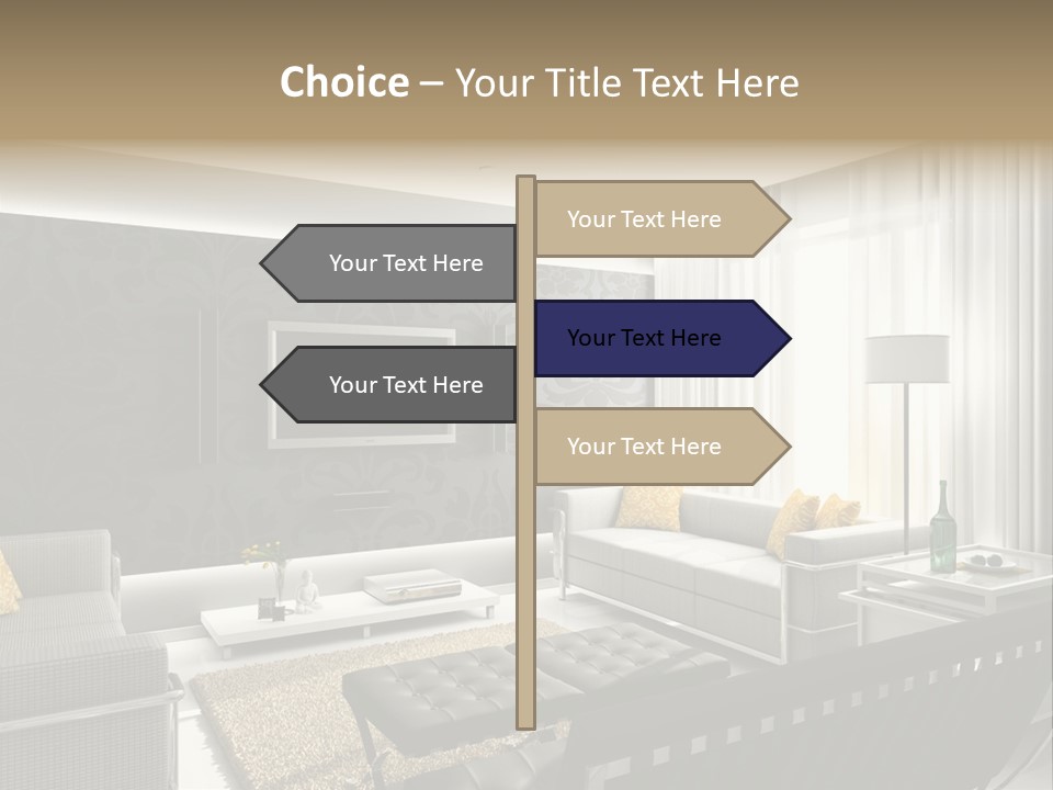 Modern Interior. 3D Render. Living-Room. Exclusive Design. PowerPoint Template