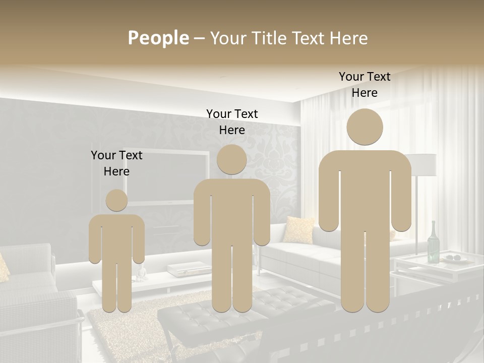 Modern Interior. 3D Render. Living-Room. Exclusive Design. PowerPoint Template