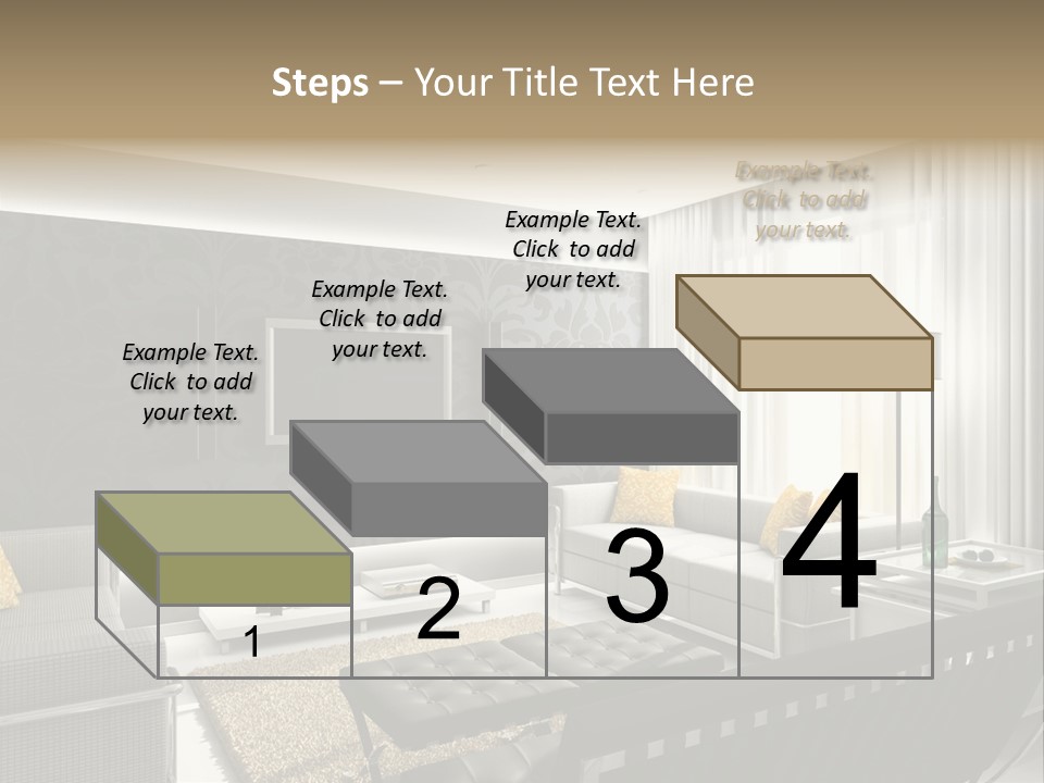 Modern Interior. 3D Render. Living-Room. Exclusive Design. PowerPoint Template