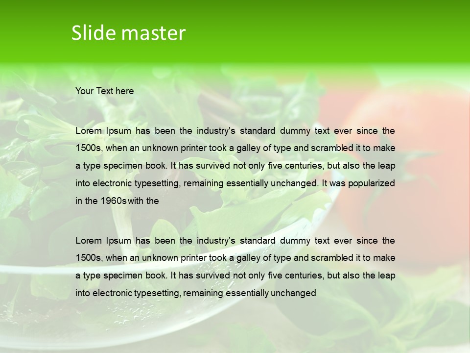 A Salad With Lettuce And Tomatoes On A Table PowerPoint Template