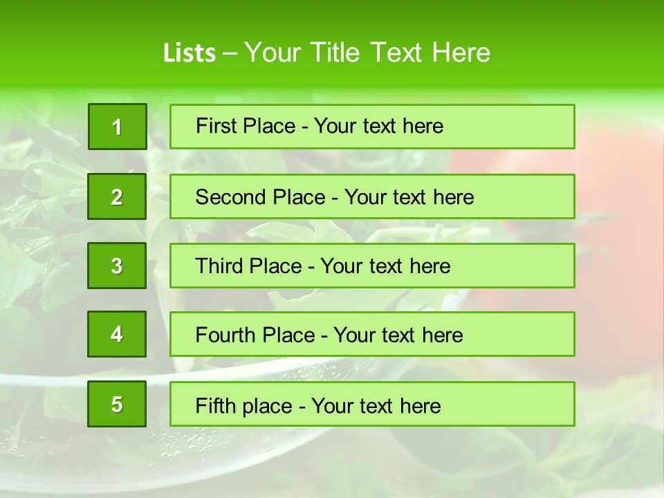 A Salad With Lettuce And Tomatoes On A Table PowerPoint Template