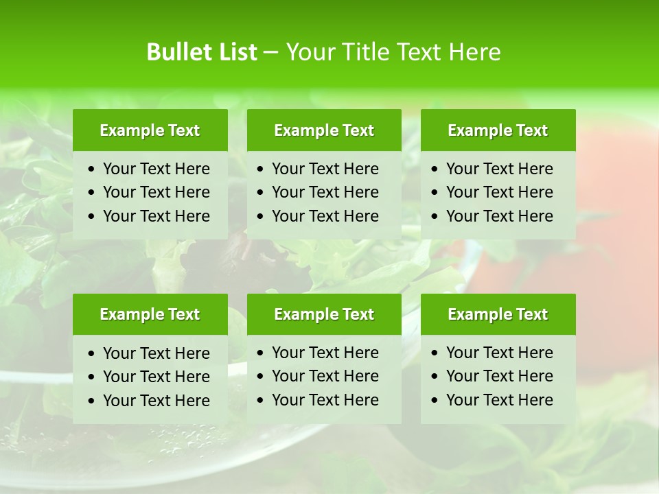 A Salad With Lettuce And Tomatoes On A Table PowerPoint Template