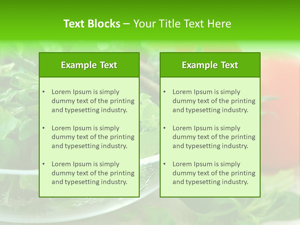 A Salad With Lettuce And Tomatoes On A Table PowerPoint Template