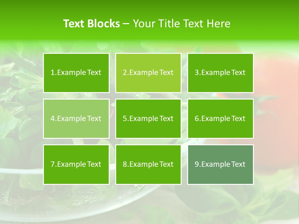 A Salad With Lettuce And Tomatoes On A Table PowerPoint Template