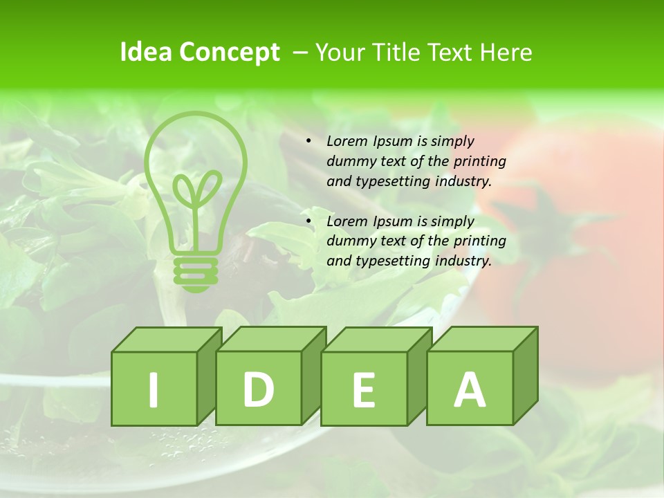 A Salad With Lettuce And Tomatoes On A Table PowerPoint Template