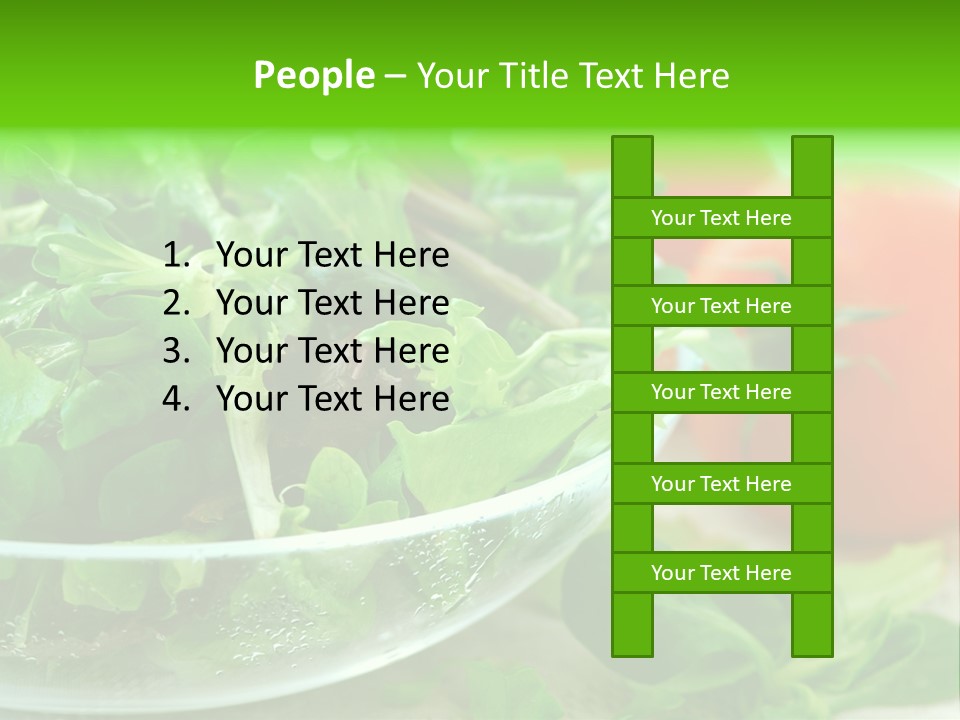 A Salad With Lettuce And Tomatoes On A Table PowerPoint Template