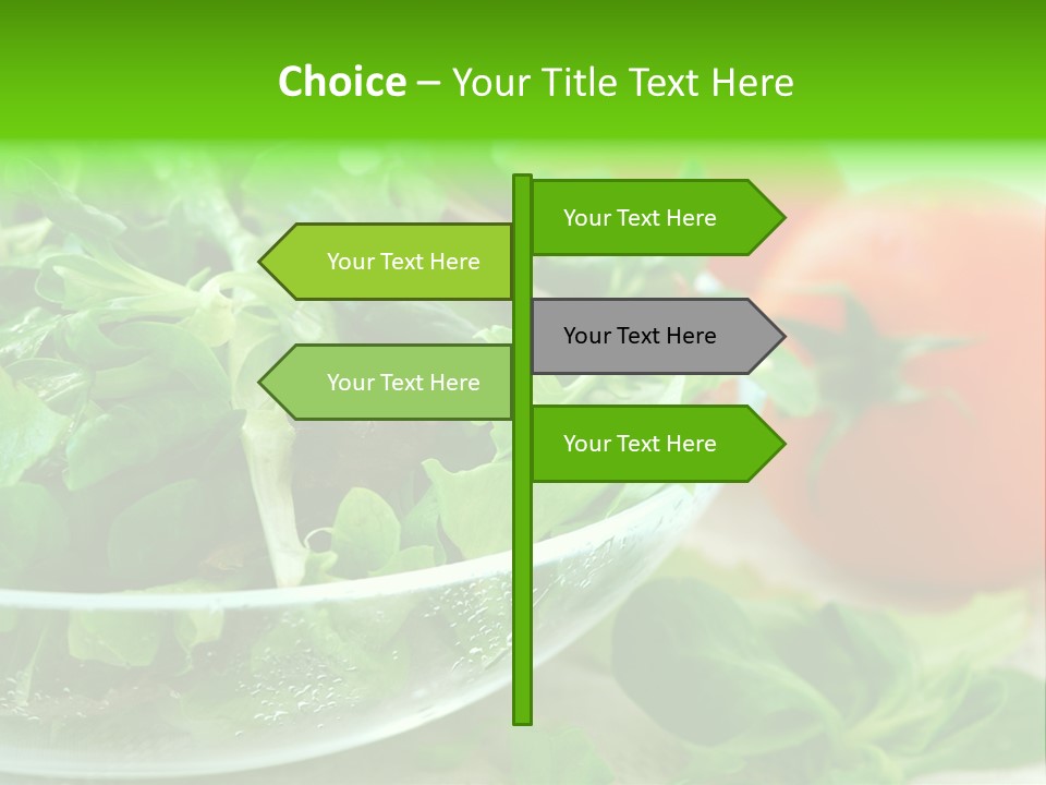 A Salad With Lettuce And Tomatoes On A Table PowerPoint Template
