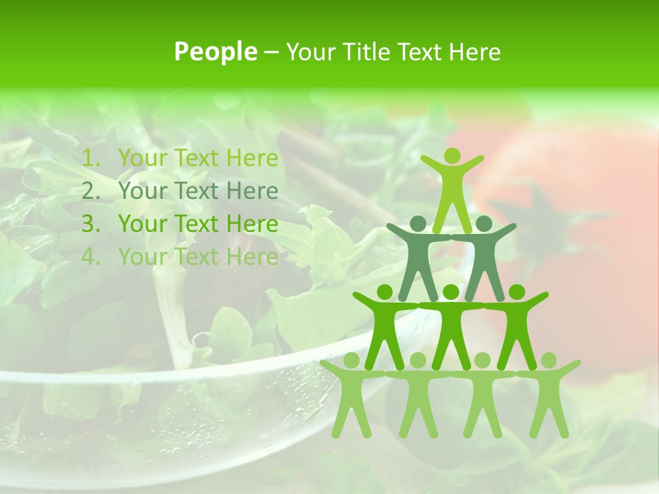 A Salad With Lettuce And Tomatoes On A Table PowerPoint Template