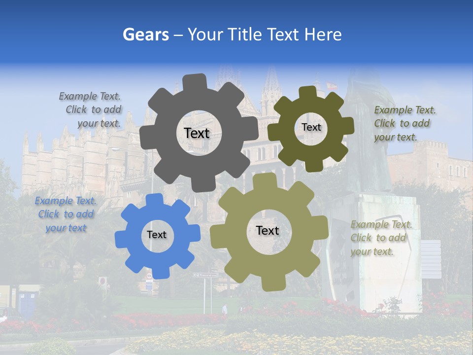 A Statue In Front Of A Castle With A Blue Sky PowerPoint Template