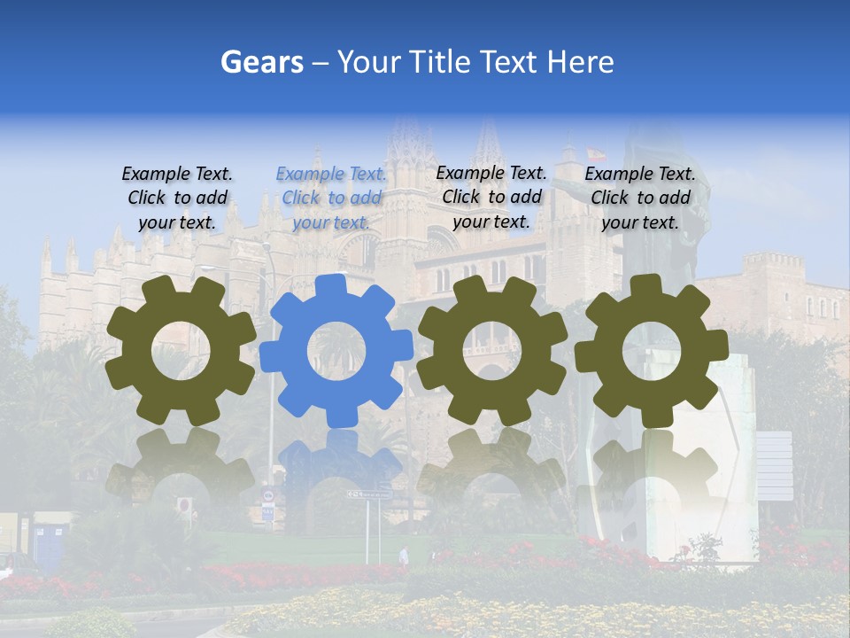 A Statue In Front Of A Castle With A Blue Sky PowerPoint Template