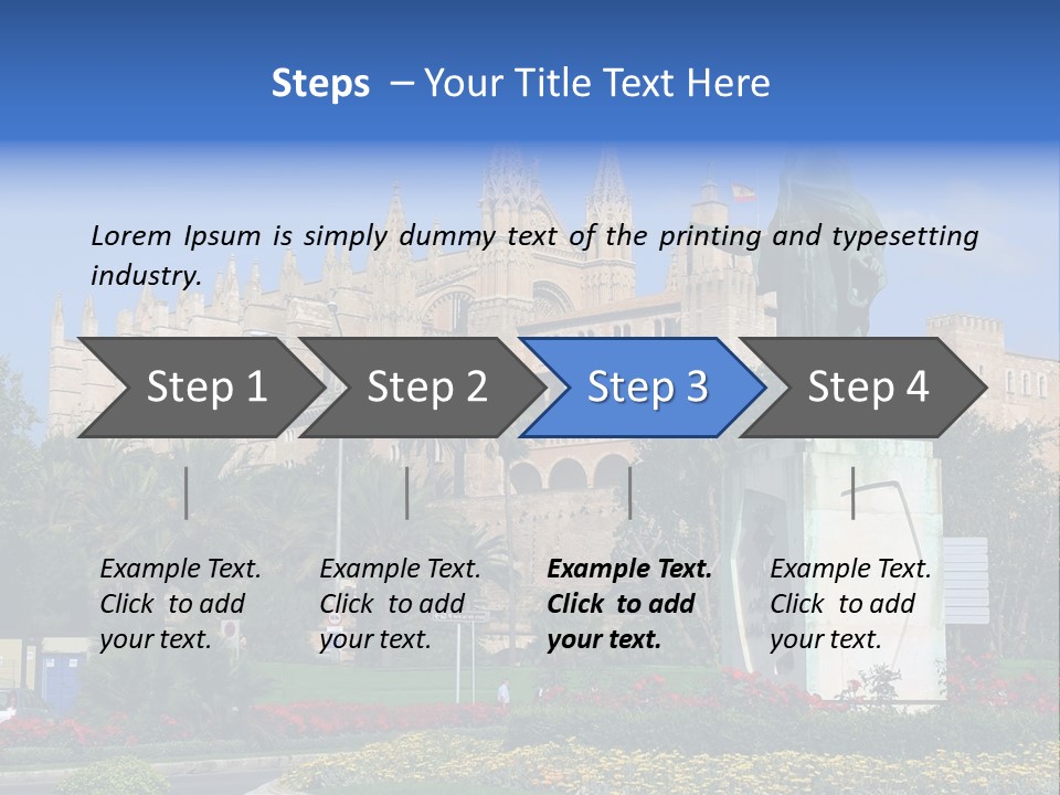 A Statue In Front Of A Castle With A Blue Sky PowerPoint Template