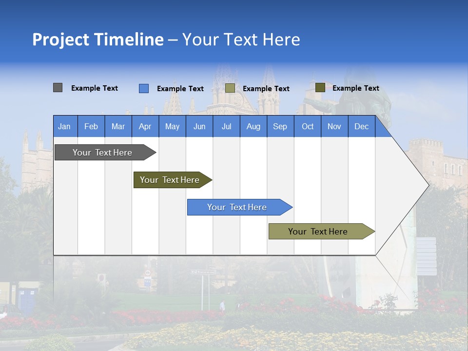 A Statue In Front Of A Castle With A Blue Sky PowerPoint Template