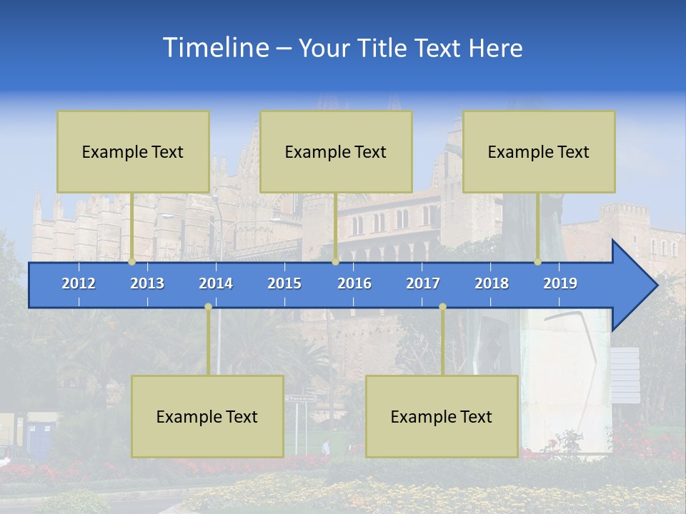 A Statue In Front Of A Castle With A Blue Sky PowerPoint Template