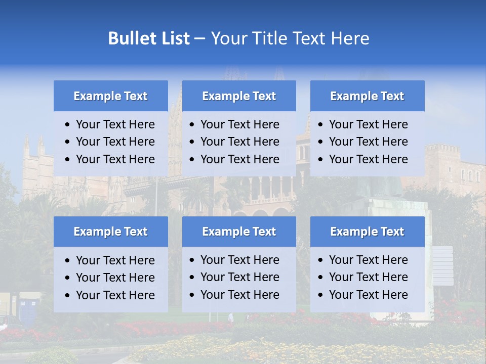 A Statue In Front Of A Castle With A Blue Sky PowerPoint Template