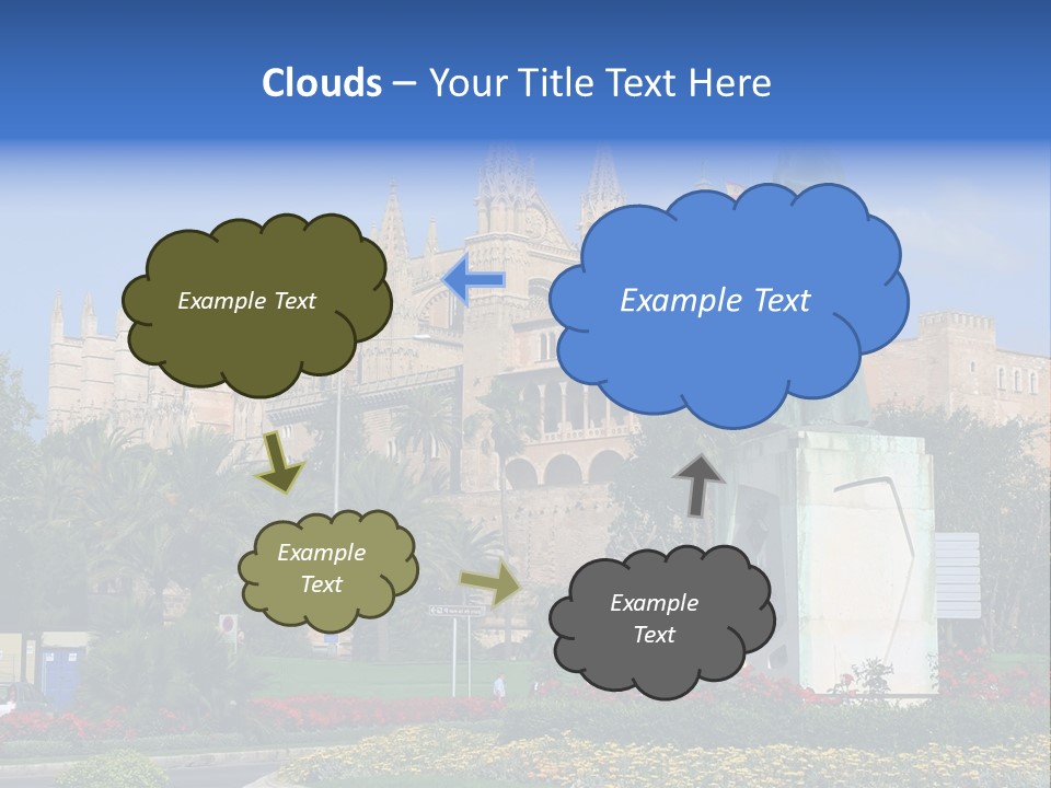 A Statue In Front Of A Castle With A Blue Sky PowerPoint Template