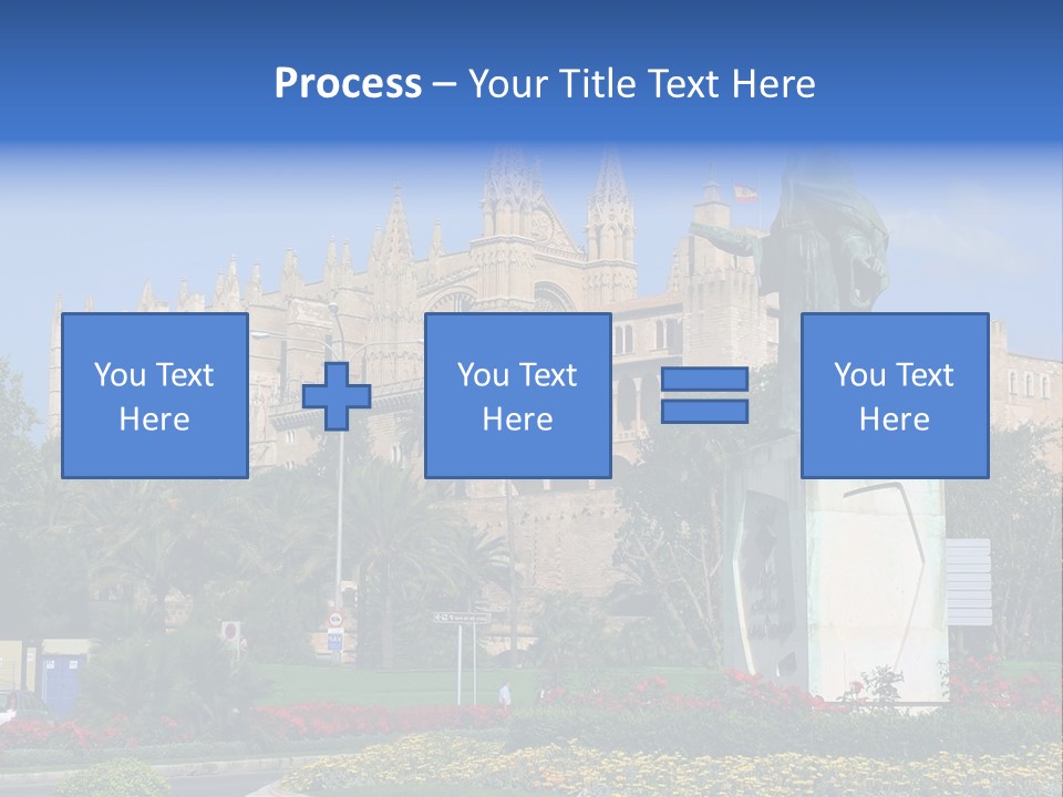 A Statue In Front Of A Castle With A Blue Sky PowerPoint Template