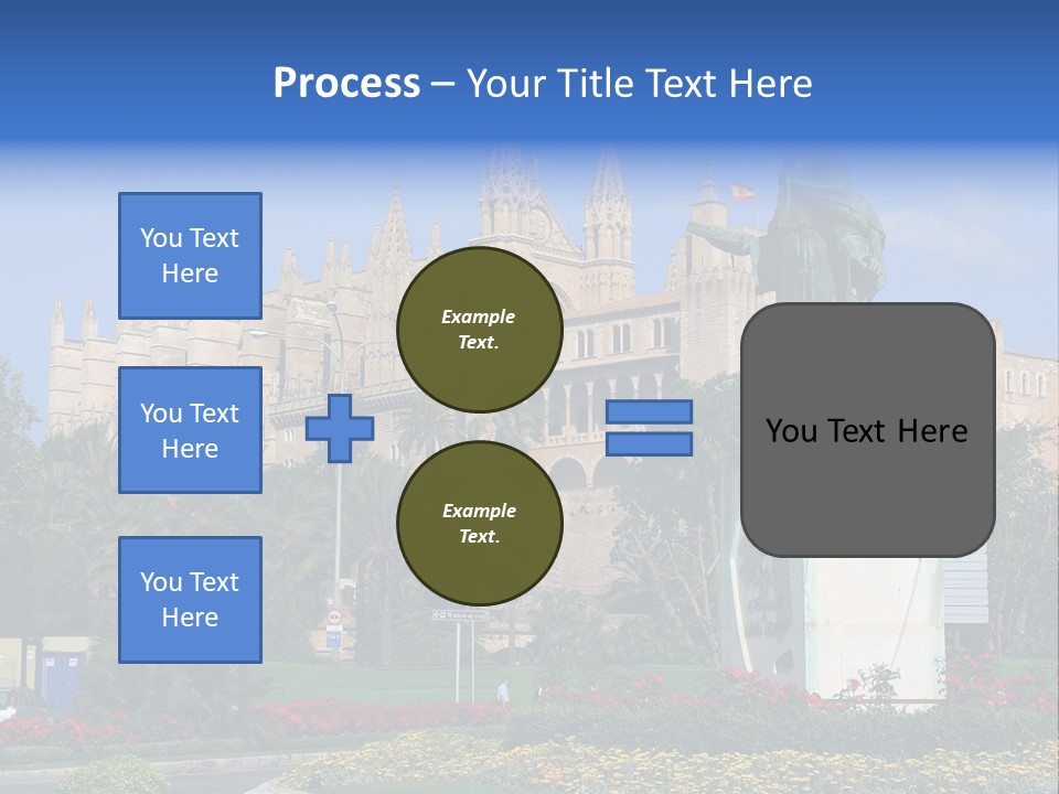 A Statue In Front Of A Castle With A Blue Sky PowerPoint Template