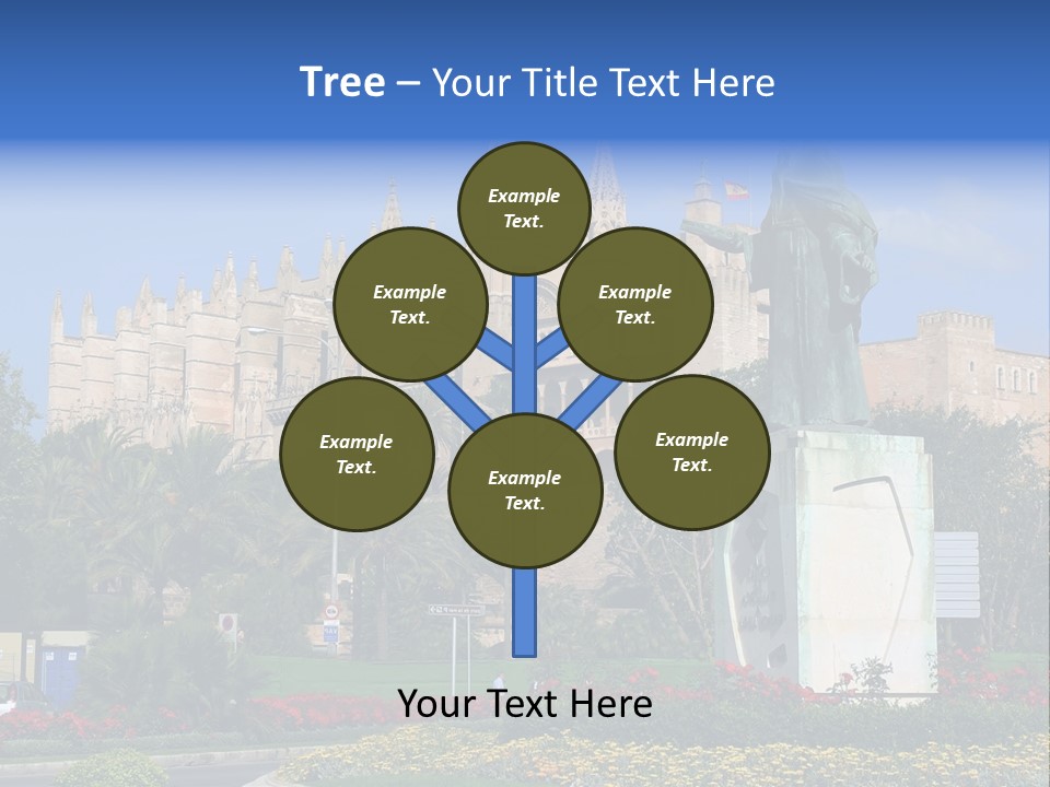 A Statue In Front Of A Castle With A Blue Sky PowerPoint Template