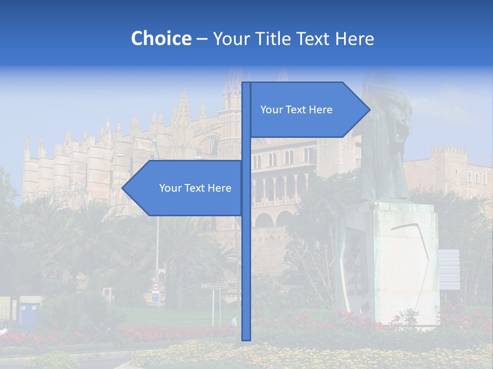 A Statue In Front Of A Castle With A Blue Sky PowerPoint Template