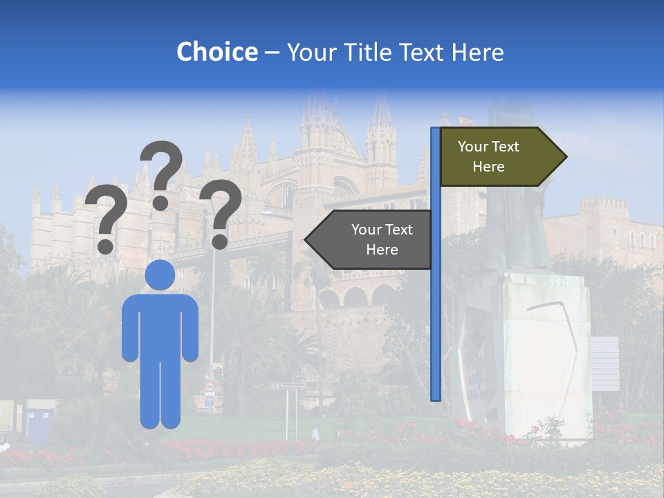 A Statue In Front Of A Castle With A Blue Sky PowerPoint Template