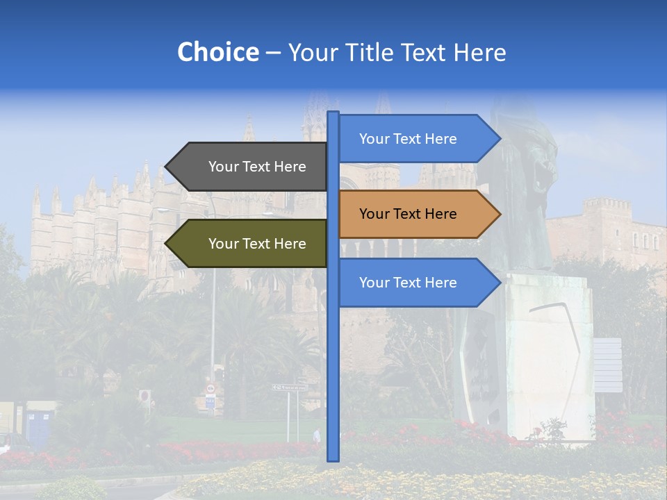 A Statue In Front Of A Castle With A Blue Sky PowerPoint Template