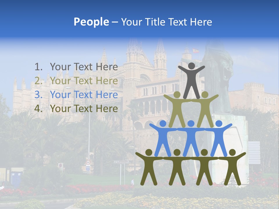 A Statue In Front Of A Castle With A Blue Sky PowerPoint Template