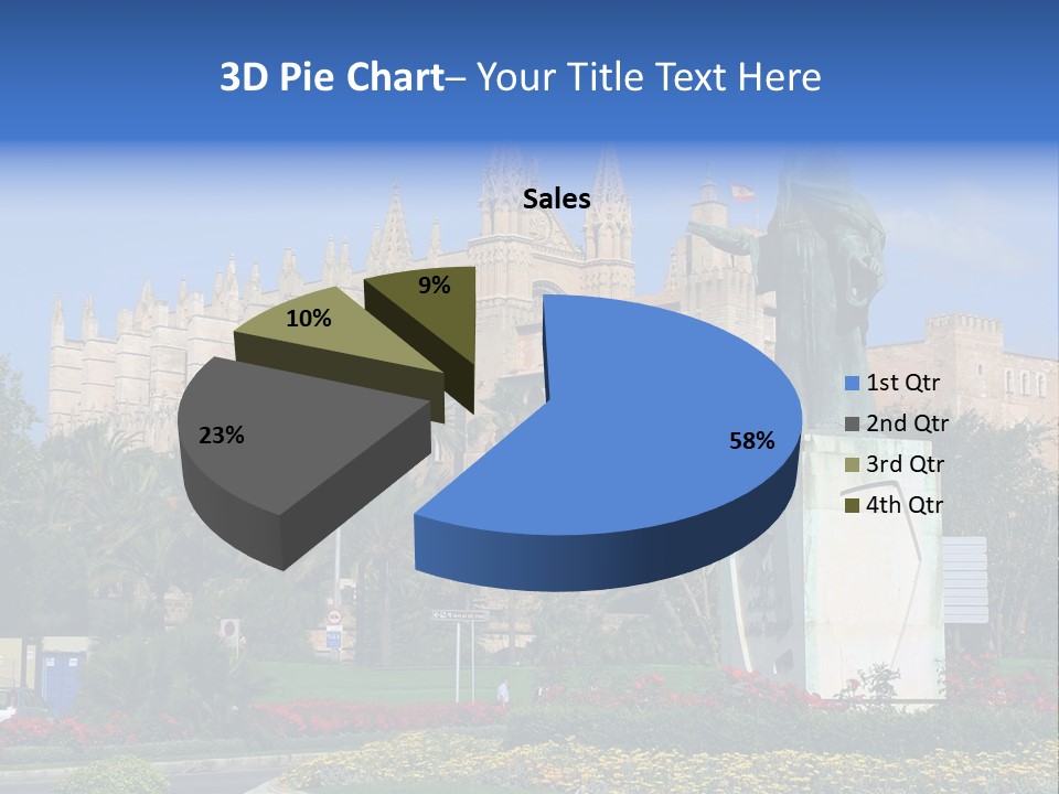 A Statue In Front Of A Castle With A Blue Sky PowerPoint Template