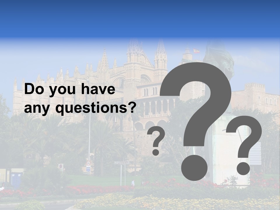 A Statue In Front Of A Castle With A Blue Sky PowerPoint Template