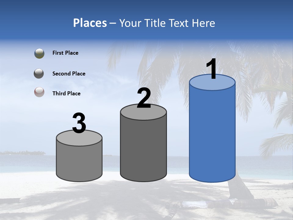 A Palm Tree On A Beach With The Ocean In The Background PowerPoint Template