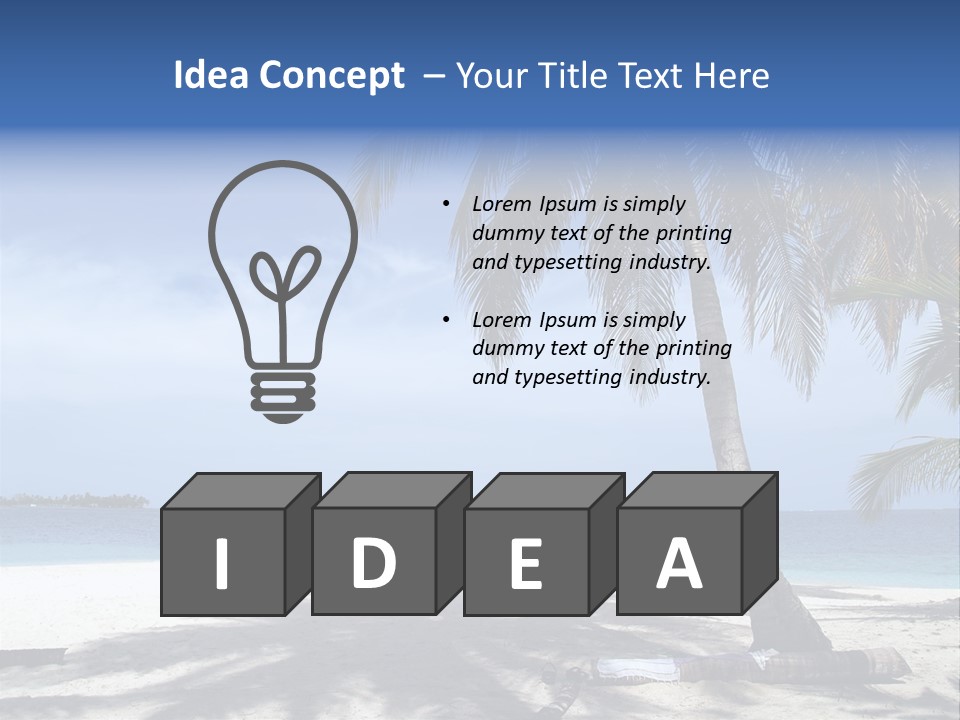A Palm Tree On A Beach With The Ocean In The Background PowerPoint Template