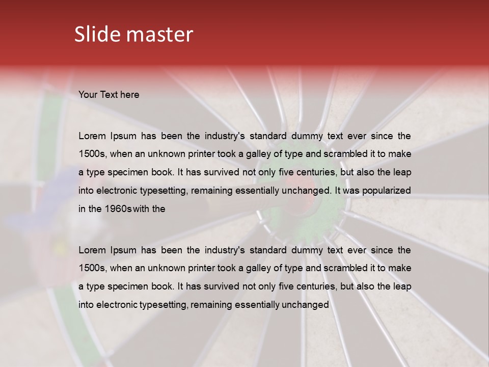 Dart In Bull's Eye Of Dartboard - Focus On Bullтащs-Eye PowerPoint Template