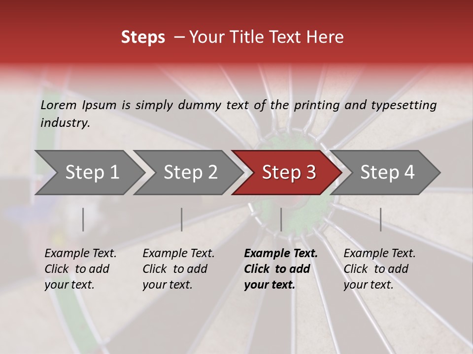 Dart In Bull's Eye Of Dartboard - Focus On Bullтащs-Eye PowerPoint Template