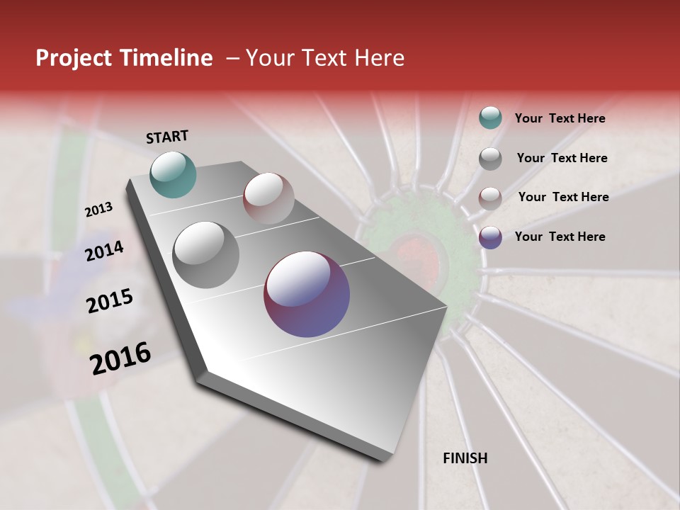 Dart In Bull's Eye Of Dartboard - Focus On Bullтащs-Eye PowerPoint Template