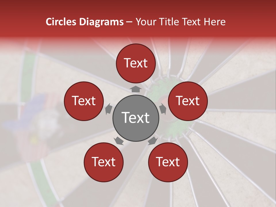 Dart In Bull's Eye Of Dartboard - Focus On Bullтащs-Eye PowerPoint Template