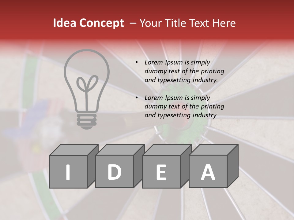 Dart In Bull's Eye Of Dartboard - Focus On Bullтащs-Eye PowerPoint Template