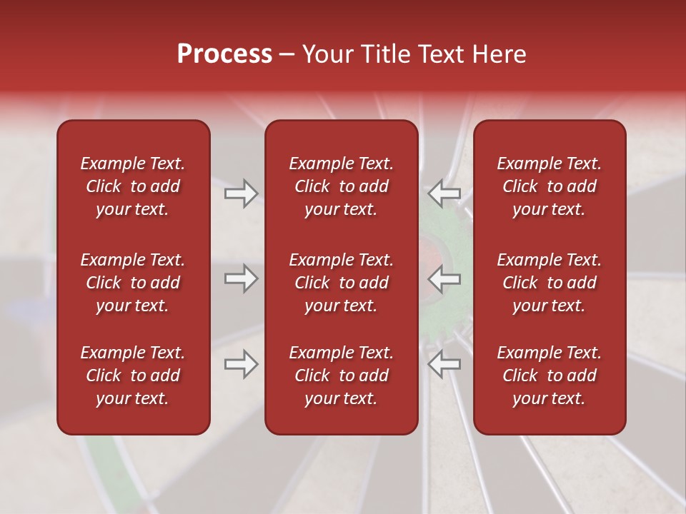 Dart In Bull's Eye Of Dartboard - Focus On Bullтащs-Eye PowerPoint Template