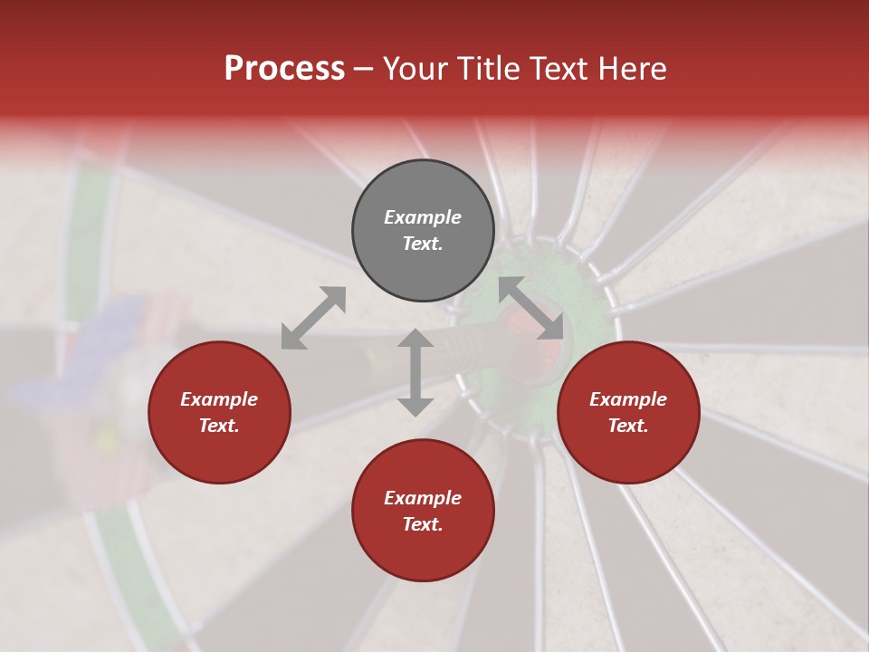Dart In Bull's Eye Of Dartboard - Focus On Bullтащs-Eye PowerPoint Template