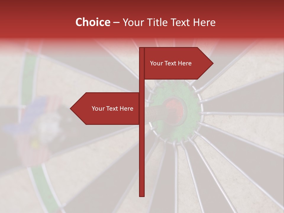 Dart In Bull's Eye Of Dartboard - Focus On Bullтащs-Eye PowerPoint Template