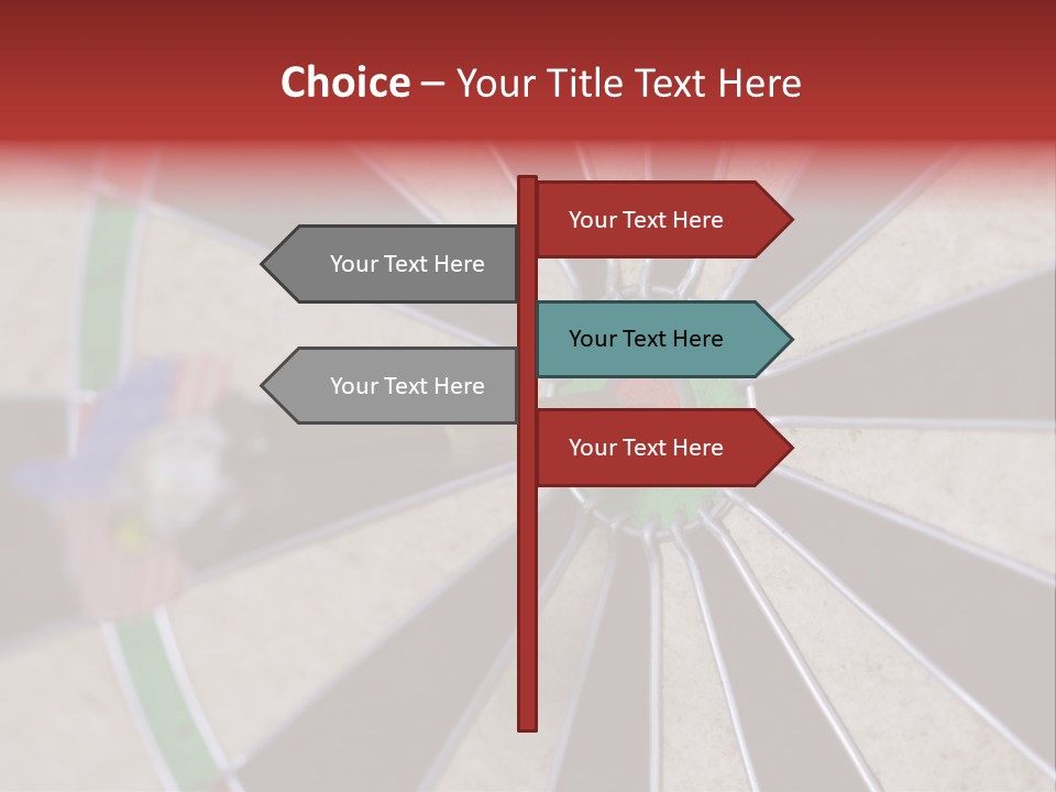 Dart In Bull's Eye Of Dartboard - Focus On Bullтащs-Eye PowerPoint Template