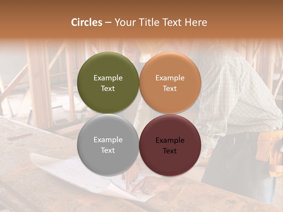 A Home Designer Working With A Home Builder And Inspecting The Blueprints PowerPoint Template
