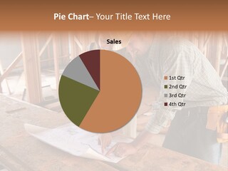 A Home Designer Working With A Home Builder And Inspecting The Blueprints PowerPoint Template