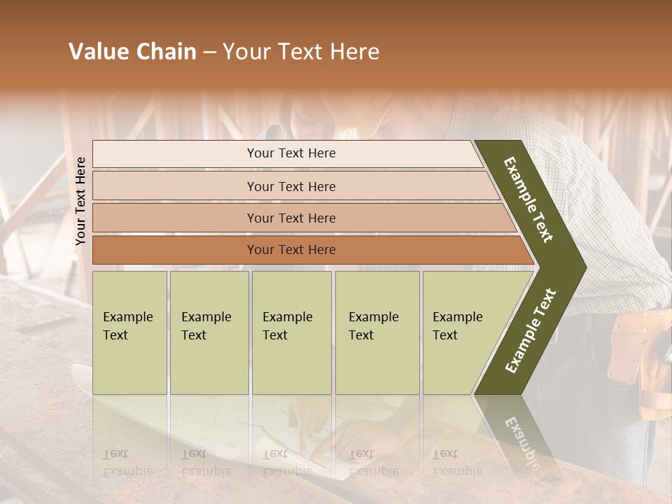 A Home Designer Working With A Home Builder And Inspecting The Blueprints PowerPoint Template