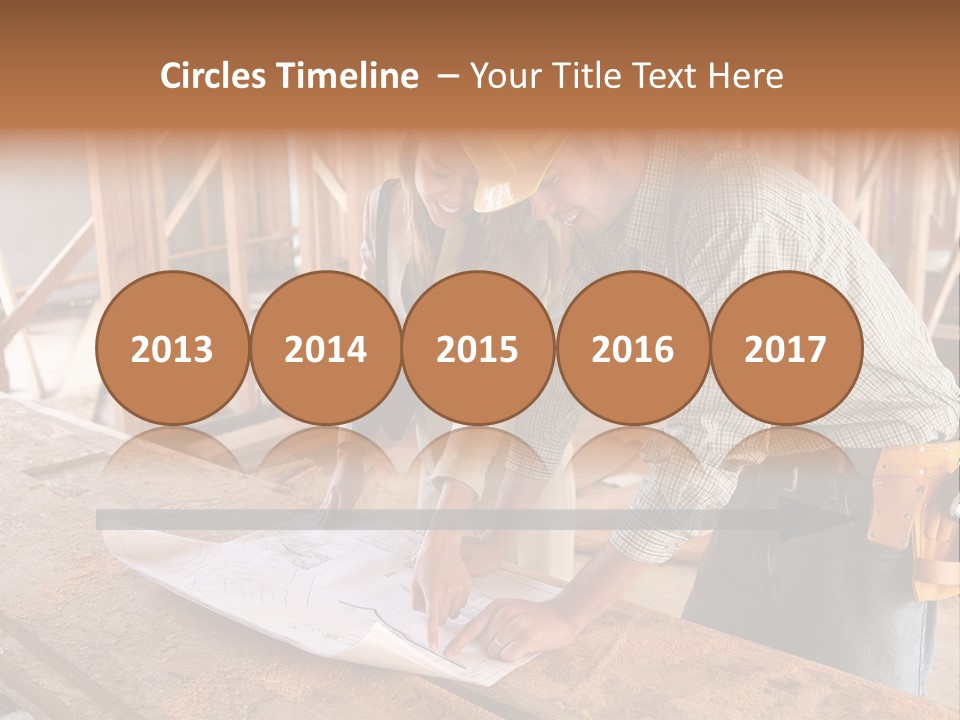 A Home Designer Working With A Home Builder And Inspecting The Blueprints PowerPoint Template