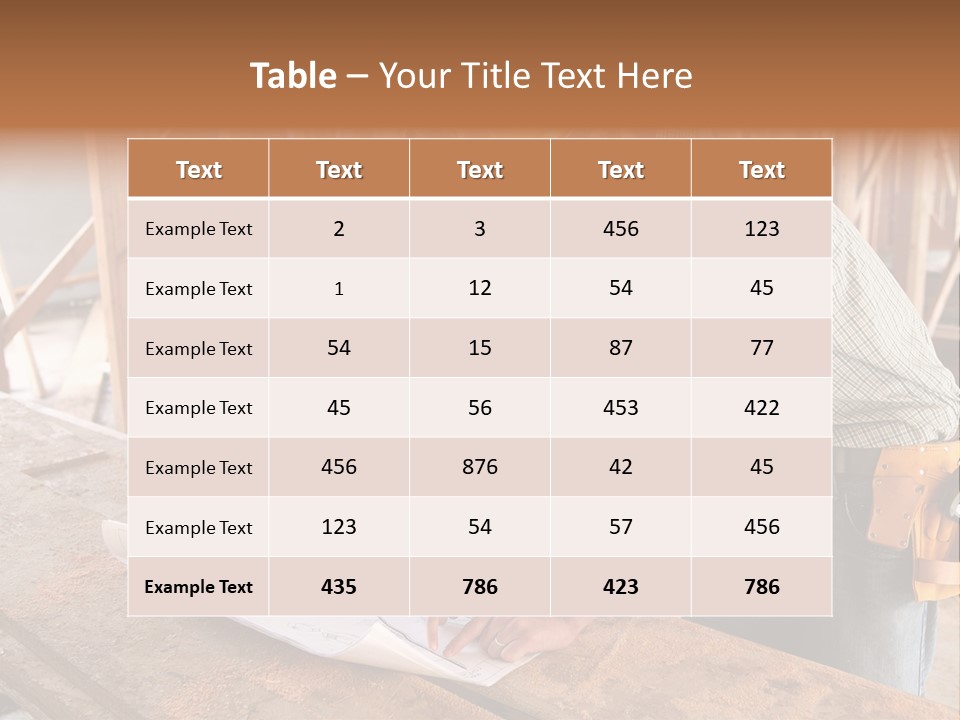 A Home Designer Working With A Home Builder And Inspecting The Blueprints PowerPoint Template