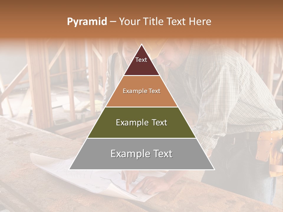 A Home Designer Working With A Home Builder And Inspecting The Blueprints PowerPoint Template